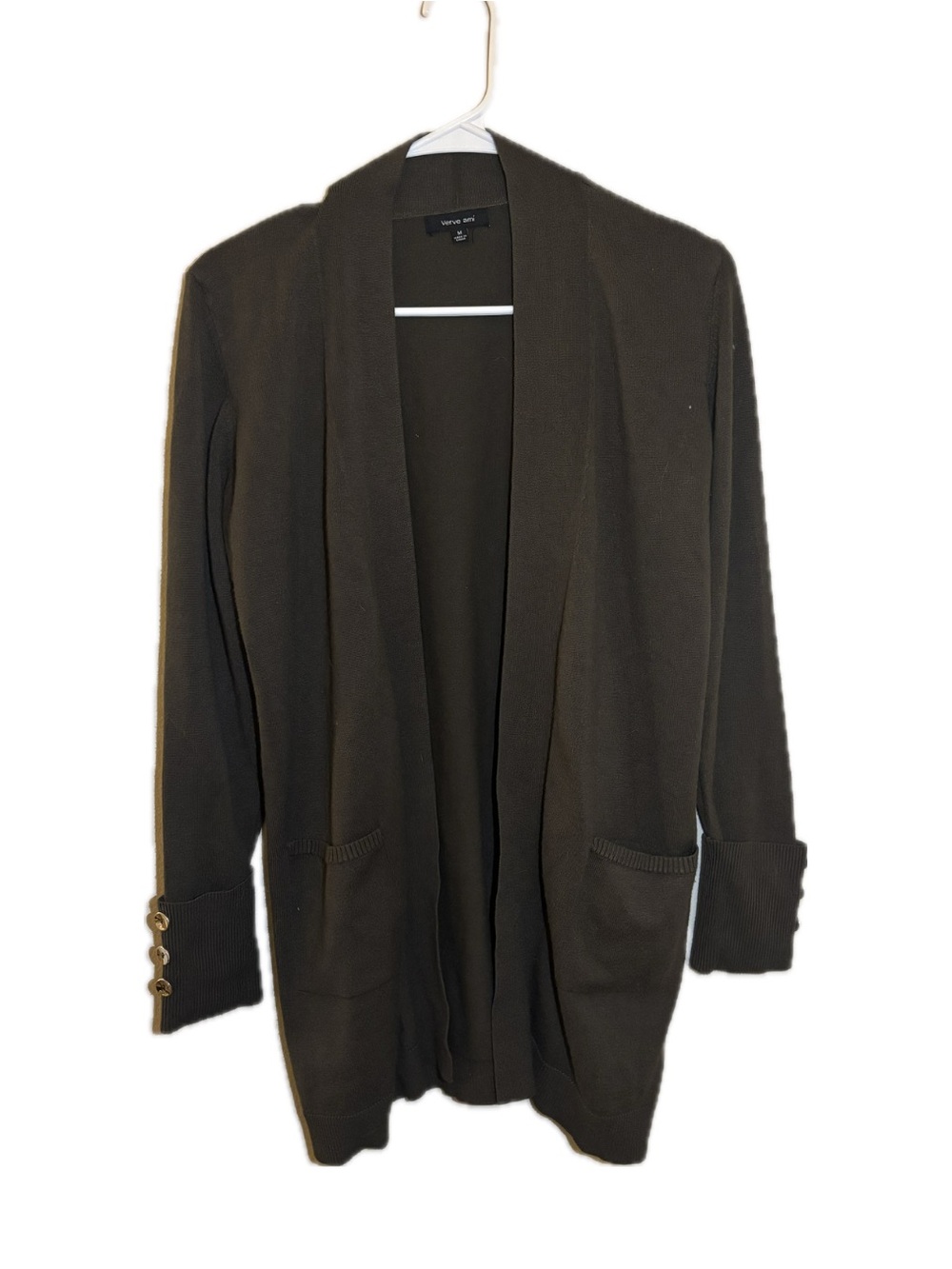 Verve Ami Women’s Black Open Front Cardigan Sweater Medium